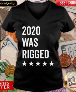 Happy 2020 Was Rigged Quote Stars Election V-neck - Design By Viewtees.com