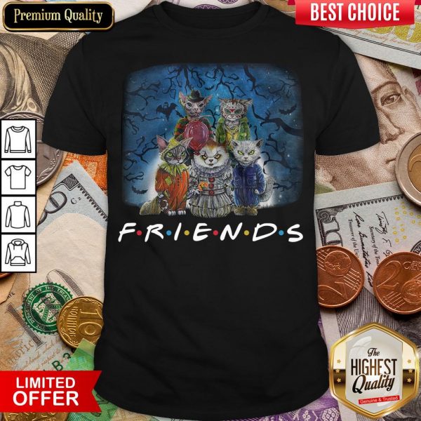 Happy Cat In Horror Character Movie Friends Shirt - Design By Viewtees.com