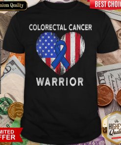 Happy Colorectal Cancer Warrior Heart American Flag Shirt - Design By Viewtees.com