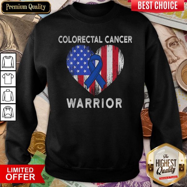 Happy Colorectal Cancer Warrior Heart American Flag Sweatshirt - Design By Viewtees.com
