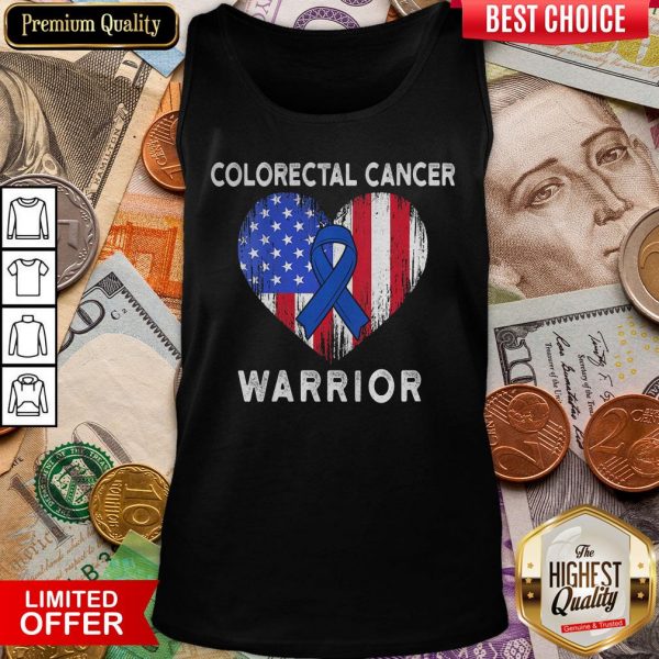 Happy Colorectal Cancer Warrior Heart American Flag Tank Top - Design By Viewtees.com