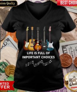 Happy Guitar Life Is Full Of Important Choices V-neck - Design By Viewtees.com