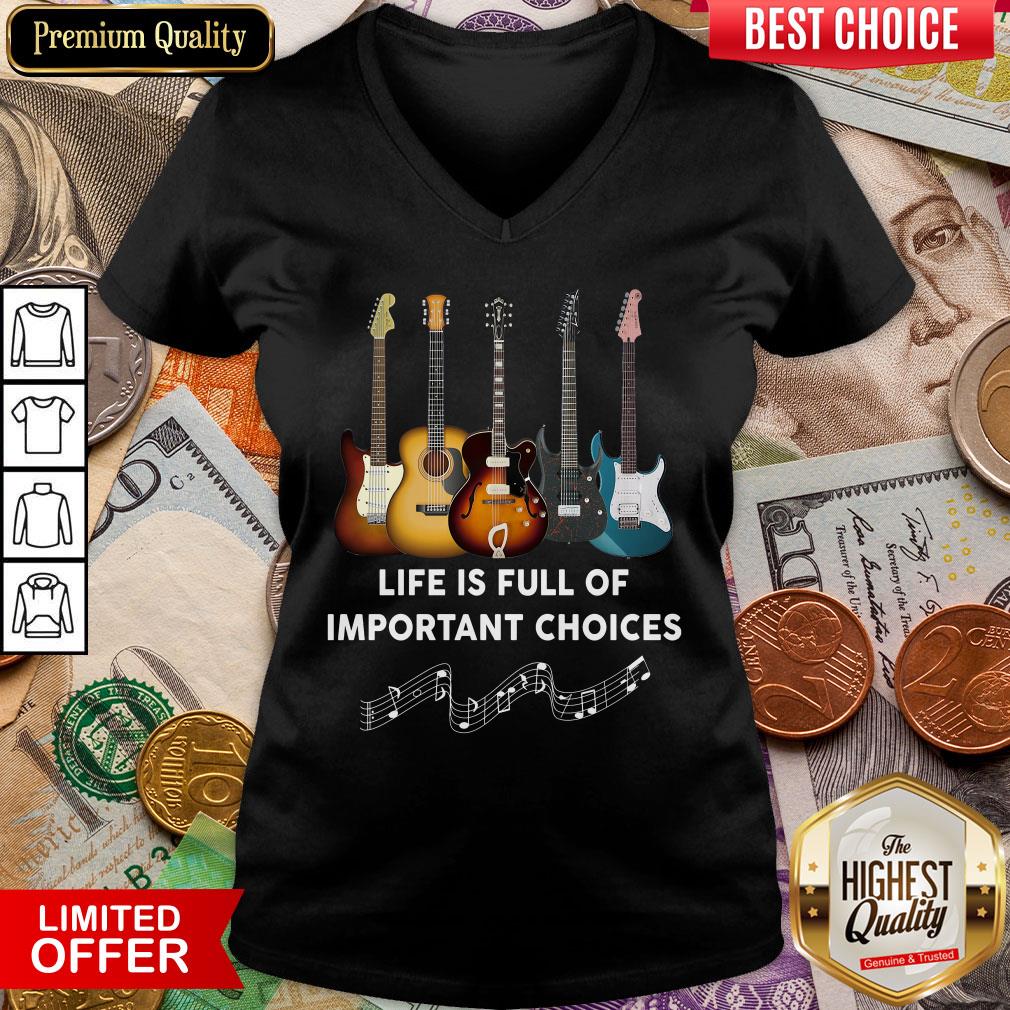 Happy Guitar Life Is Full Of Important Choices V-neck - Design By Viewtees.com