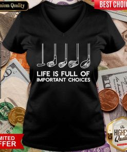 Happy Life is Full Of Important Choices Golf V-neck - Design By Viewtees.com