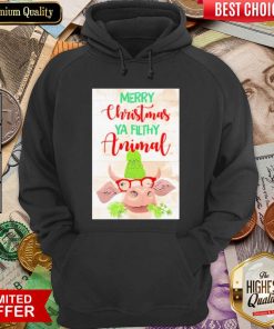 Merry Christmas Ya Filthy Animal Cow Hoodie - Design By Viewtees.com