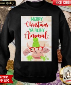 Merry Christmas Ya Filthy Animal Cow Sweatshirt - Design By Viewtees.com