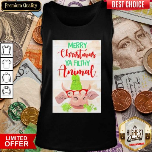Merry Christmas Ya Filthy Animal Cow Tank Top - Design By Viewtees.com
