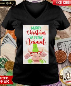 Merry Christmas Ya Filthy Animal Cow V-neck - Design By Viewtees.com