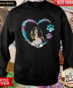 Happy Springer Spaniel Paw Dog Heart Sweatshirt - Design By Viewtees.com