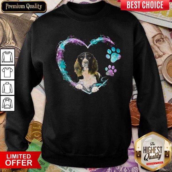 Happy Springer Spaniel Paw Dog Heart Sweatshirt - Design By Viewtees.com