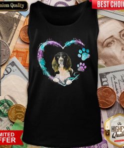 Happy Springer Spaniel Paw Dog Heart Tank Top - Design By Viewtees.com