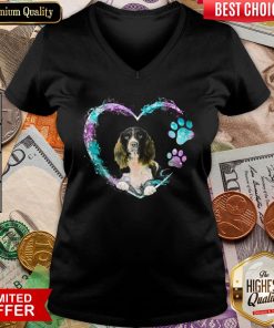 Happy Springer Spaniel Paw Dog Heart V-neck - Design By Viewtees.com