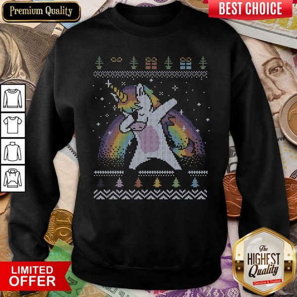 Happy Unicorn Dabbing Ugly Merry Christmas Sweatshirt - Design By Viewtees.com