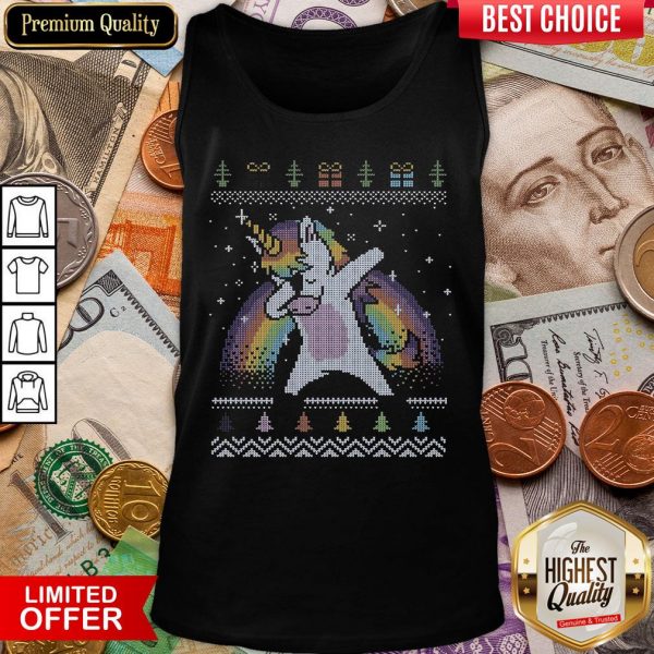 Happy Unicorn Dabbing Ugly Merry Christmas Tank Top - Design By Viewtees.com