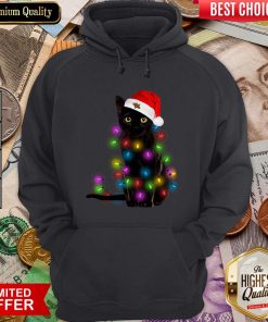 Colorful Black Cat Light Merry Christmas Hoodie - Design By Viewtees.com