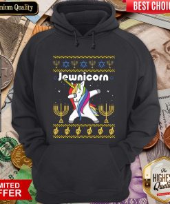 Cool Unicorn Dabbing Jewnicorn Ugly Christmas Hoodie - Design By Viewtees.com