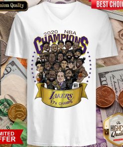 Hot 2020 NBA Champions Los Angeles Lakers 17 Champs Cartoon V-neck - Design By Viewtees.com