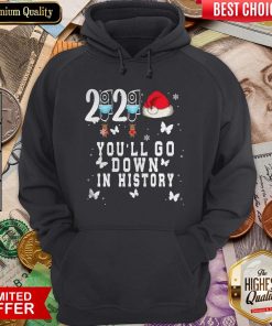 Hot 2020 You’ll Go Down In History Reindeer Mask Hat Santa Xmas Hoodie - Design By Viewtees.com