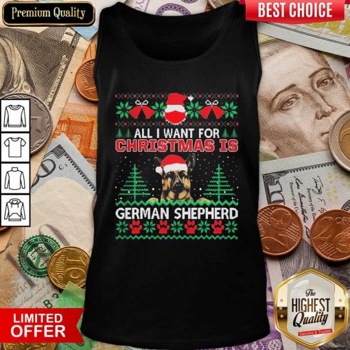 All I Want For Christmas Is German Shepherd Fun Ugly Tank Top - Design By Viewtees.com