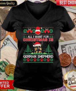 All I Want For Christmas Is German Shepherd Fun Ugly V-neck - Design By Viewtees.com