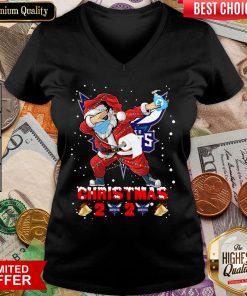 Hot Charlotte Hornets Funny Santa Claus Dabbing Christmas 2020 V-neck - Design By Viewtees.com