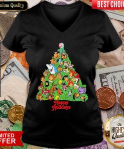 Hot Holidays From Your Favorite Cartoon Characters In A Christmas Tree V-neck - Design By Viewtees.com