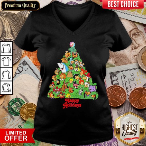 Hot Holidays From Your Favorite Cartoon Characters In A Christmas Tree V-neck - Design By Viewtees.com