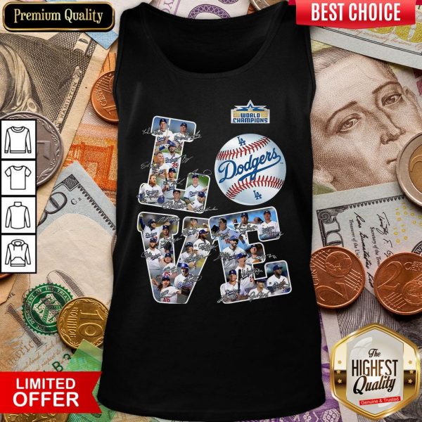Hot Love Los Angeles Dodgers 2020 World Champions Signatures Tank Top - Design By Viewtees.com