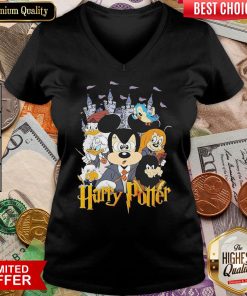 Hot Mickey Mouse And Duck Donald Harry Potter V-neck - Design By Viewtees.com