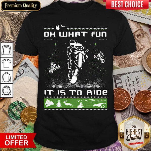 Hot Motocross Oh What Fun It Is To Ride Ugly Christmas Shirt - Design By Viewtees.com