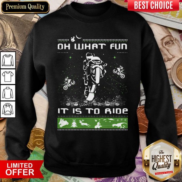 Hot Motocross Oh What Fun It Is To Ride Ugly Christmas Sweatshirt - Design By Viewtees.com