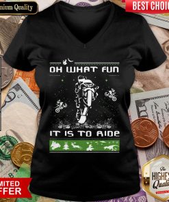 Hot Motocross Oh What Fun It Is To Ride Ugly Christmas V-neck - Design By Viewtees.com