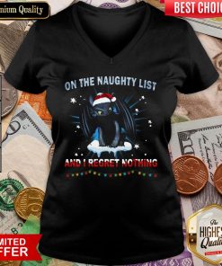 Hot Santa Night Fury On The Naughty List And I Regret Nothing Christmas V-neck - Design By Viewtees.com