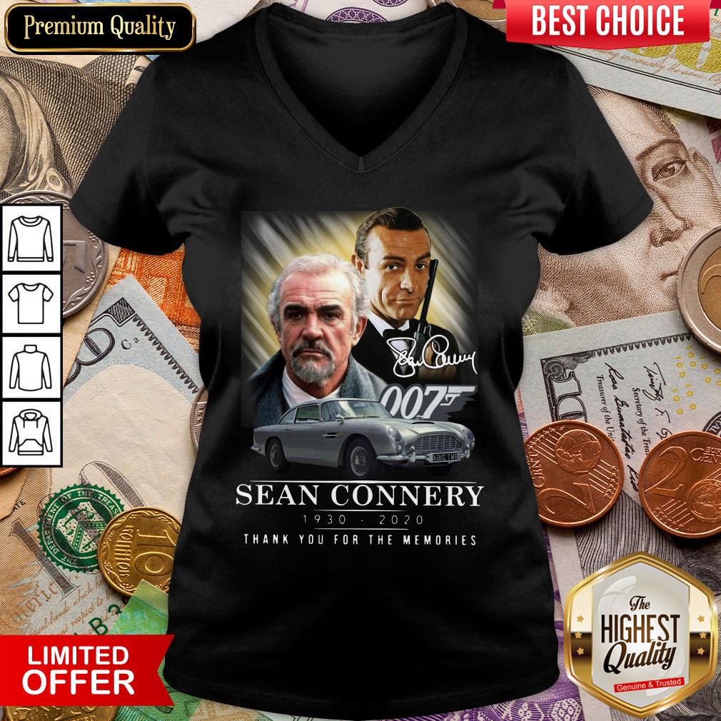 Hot Sean Connery 1930-2020 Thank You For The Memories Signature V-neck - Design By Viewtees.com
