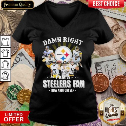 Hot So Damn Right I Am A Pittsburgh Steelers Fan Now And Forever Signature V-neck - Design By Viewtees.com