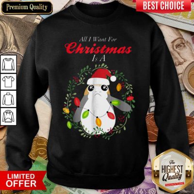 Star Wars Porg All I Want Christmas Holiday Sweatshirt - Design By Viewtees.com 
