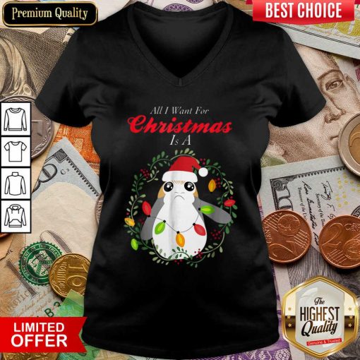 Star Wars Porg All I Want Christmas Holiday V-neck - Design By Viewtees.com