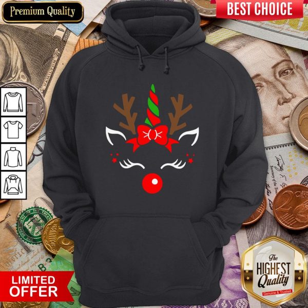 Hot Unicorn Face Reindeer Antlers Christmas Funny Pet Kids Gifts Hoodie - Design By Viewtees.com