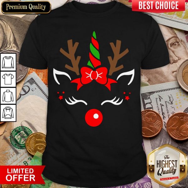 Hot Unicorn Face Reindeer Antlers Christmas Funny Pet Kids Gifts Shirt - Design By Viewtees.com