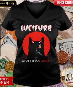 Nice Black Cat In Lucifer What’s It You Desire V-neck - Design By Viewtees.com