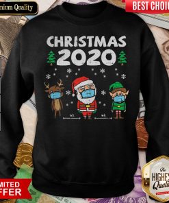 Nice Christmas 2020 Reindeer Santa Elf Face Wear Mask Sweatshirt - Design By Viewtees.com