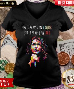 Nice Eddie Vedder She Dreams In Color She Dreams In Red V-neck - Design By Viewtees.com