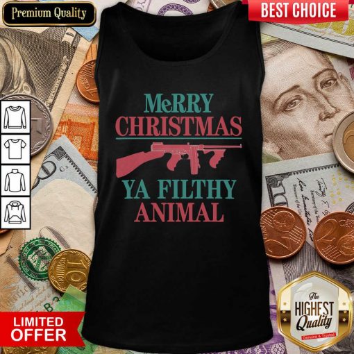 Merry Christmas Ya Filthy Animal Gun Tank Top - Design By Viewtees.com