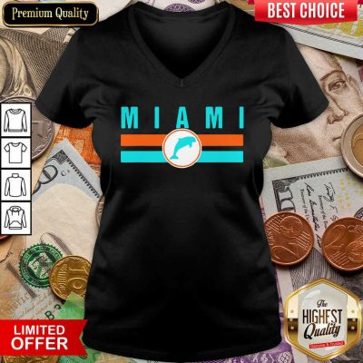 MIA Miami Local Standard MIA Retro Dolphin Miami FL V-neck - Design By Viewtees.com