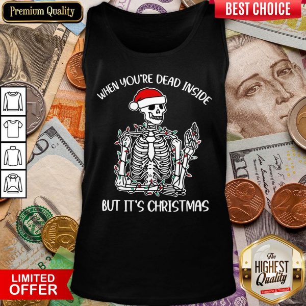 Nice Skull Santa Hat When You're Dead Inside But It's Christmas Tank Top - Design By Viewtees.com