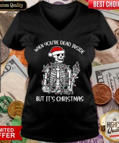 Nice Skull Santa Hat When You're Dead Inside But It's Christmas V-neck - Design By Viewtees.com