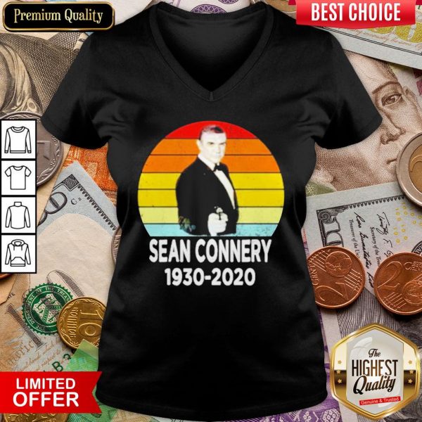 Official Rip Sean Connery 1930 2020 Vintage V-neck - Design By Viewtees.com