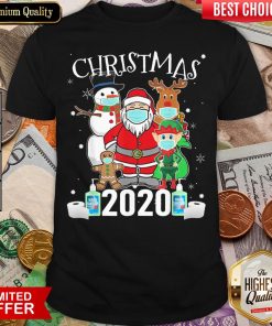 Hot Christmas Santa Claus And Friends Wearing Mask 2020 Shirt - Design By Viewtees.com