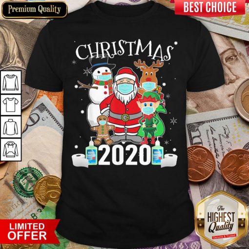 Hot Christmas Santa Claus And Friends Wearing Mask 2020 Shirt - Design By Viewtees.com