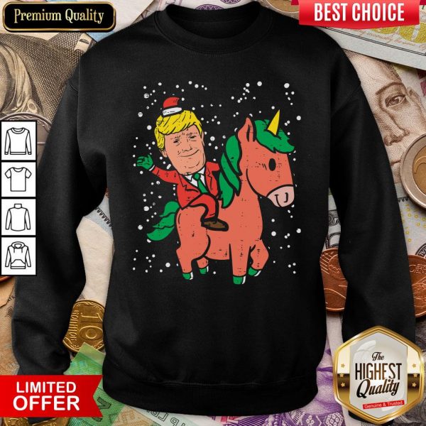 Grrateful Santa Trump Riding Unicorn Christmas Xmas Sweatshirt - Design By Viewtees.com